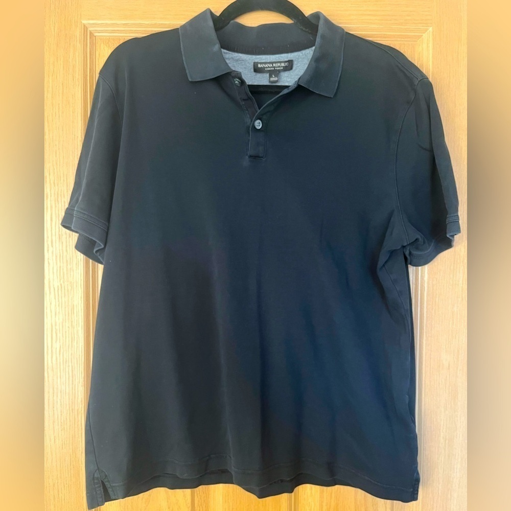 Banana Republic Luxury Touch Black Classic Polo Men’s Large, Preppy Streetwear